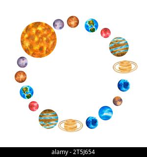 Cadre Galaxy. Planètes du système solaire. Illustration sur fond de l'espace extra-atmosphérique avec des étoiles. Planétarium clip art Banque D'Images