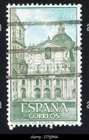 ESPAGNE - VERS 1961: Timbre imprimé par l'Espagne, montre des vues de l'Escorial, vers 1961 Banque D'Images