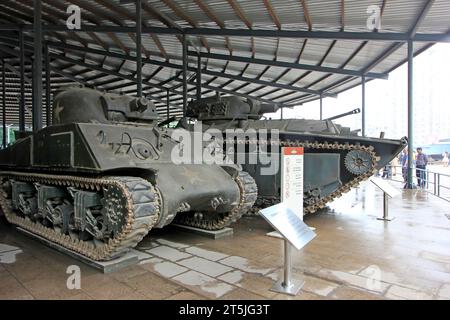 PÉKIN - MAI 24 : char moyen américain M4A1 de type 'Sherman', au musée militaire chinois, le 24 mai 2014, Pékin, Chine Banque D'Images