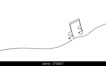 Note de musique une ligne. Art oneline. Dessin au trait continu. Concert dessiné à la main. Contour de l'icône vocale. Notes de musique de l'école de concept. Esquissez des notes noires Illustration de Vecteur