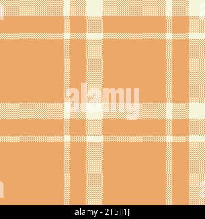 Plaid de contrôle de tissu de texture tartan sans couture avec un motif vectoriel de fond textile dans les couleurs orange et beige. Illustration de Vecteur