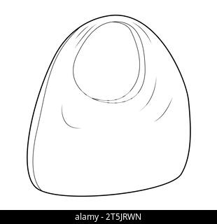 Silhouette de sac Hobo. Illustration technique accessoire de mode. Vector satchel vue avant 3-4 pour hommes, femmes, style unisexe, sac à main plat maquette CAD esquisse contour isolé Illustration de Vecteur