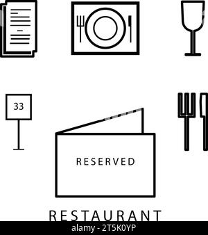 Icône simple liée au restaurant définie dans le vecteur de dessin de ligne Illustration de Vecteur