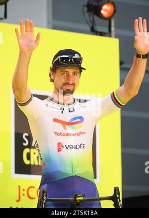 Novembre 2023, Saitama, Japon - le cycliste slovaque Peter Sagan du Team Total Energies assiste à la présentation des cyclistes du Tour de France Saitama Criterium 2023 à Saitama, dans la banlieue de Tokyo, le samedi 4 novembre 2023. Peter Sagan retirera son transporteur professionnel après la course. (Photo de Yoshio Tsunoda/AFLO) Banque D'Images