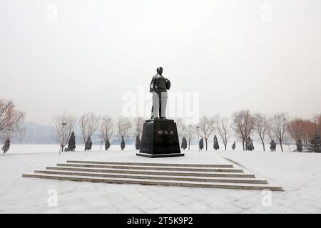 Comté de Luannan - 19 février 2019 : sculptures d'héroïne dans la neige, Comté de Luannan, province du Hebei, Chine Banque D'Images