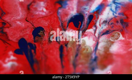Couleur fumée peinture à l'eau marbre rouge éclaboussure d'encre d'huile Banque D'Images