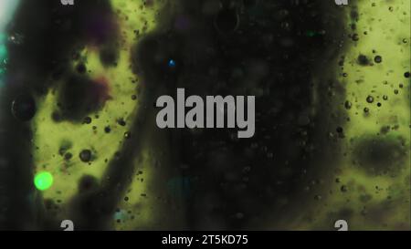 Bulle fluide texture huile encre goutte d'eau gel vert Banque D'Images