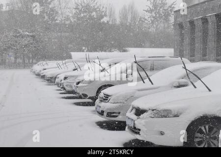 Vue de la première tempête de neige de 2023 à Shenyang, province du Liaoning, Chine, le 6 novembre 2023. Banque D'Images