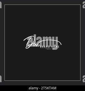 luxe initial logo DW initiales signature monogramme d'écriture isolé sur fond noir Illustration de Vecteur