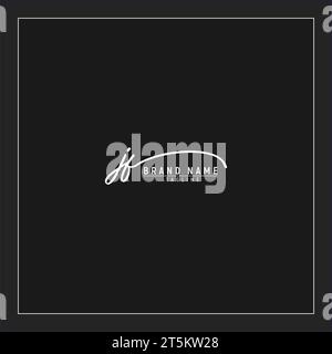 luxe initial logo JF initiales signature monogramme d'écriture manuscrite isolé sur fond noir Illustration de Vecteur