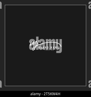 luxe initial MJ logo initiales signature monogramme d'écriture isolé sur fond noir Illustration de Vecteur