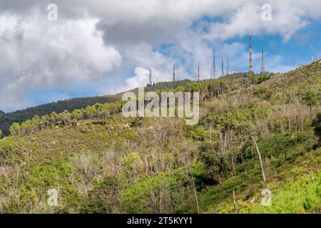 Le centre de transmission Monte Serra est l'une des stations de radio et de télévision les plus importantes en Italie et est situé en Toscane Banque D'Images