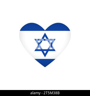 Forme de coeur avec drapeau d'Israël. Logo créatif avec masque d'écrêtage. Love Israel Icon concept. Symbole de sport ou de voyage. Bouton Internet. Motif écusson. Illustration de Vecteur