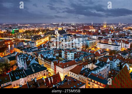 Ville de Wroclaw en Pologne, Place du marché de la vieille ville d'en haut. Banque D'Images