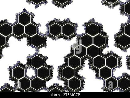 Cellules de couleur noire rouillée et formes en plastique sur fond blanc Banque D'Images