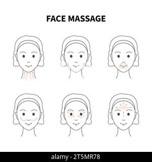 Illustration des lignes de massage sculptant le visage DIY Illustration de Vecteur