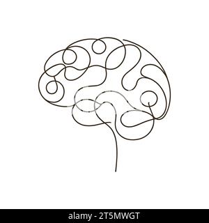 Art en ligne continue du cerveau. Simple dessin de trait isolé. Illustration vectorielle Illustration de Vecteur