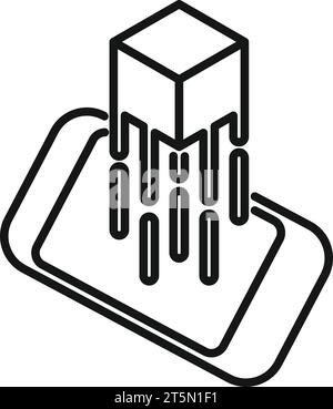 Vecteur de contour d'icône de cube intelligent de réalité augmentée. Ecran numérique. simulation 3d. Illustration de Vecteur
