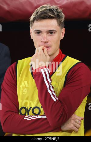 Rome, Italie. 05 novembre 2023. Nicola Zalewski de Roma sourit lors du championnat italien Serie A match de football entre L'AS Roma et l'US Lecce le 5 novembre 2023 au Stadio Olimpico à Rome, Italie - photo Federico Proietti/DPPI crédit : DPPI Media/Alamy Live News Banque D'Images