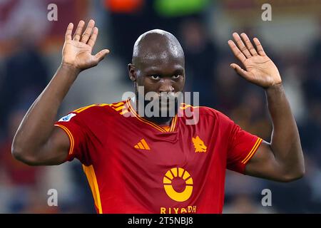 Rome, Italie. 05 novembre 2023. Romelu Lukaku de roma réagit lors du championnat italien Serie A match de football entre L'AS Roma et l'US Lecce le 5 novembre 2023 au Stadio Olimpico à Rome, Italie - photo Federico Proietti/DPPI crédit : DPPI Media/Alamy Live News Banque D'Images