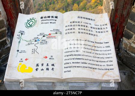 VILLE DE CHENGDE - 19 OCTOBRE : tablettes de pierre de la Grande Muraille de jinshanling, le 19 octobre 2014, comté de Luanping, province de Hebei, Chine Banque D'Images