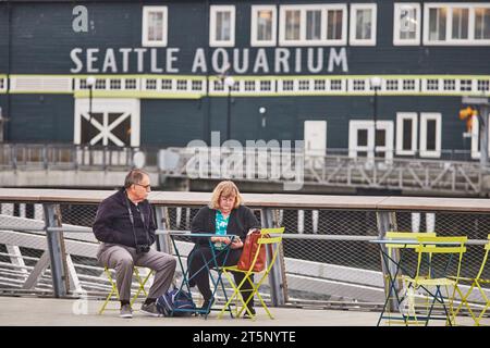 La grande roue de Seattle, sur la jetée Seattle, Washington, États-Unis Banque D'Images