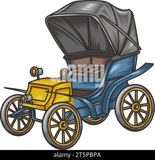 dessin d'une voiture vintage isolé sur fond blanc. illustration vectorielle Illustration de Vecteur