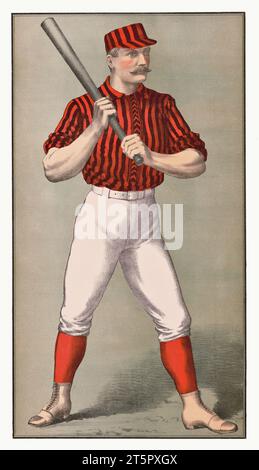 Vieille illustration de baseball montrant la pâte prête à jouer. Par auteur non identifié, publ. À Buffalo, 1885 Banque D'Images