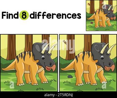 Zuniceratops Dinosaur trouver les différences Illustration de Vecteur