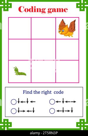 Jeu de codage pour l'éducation des enfants, trouver la bonne façon .Vector illustration Illustration de Vecteur