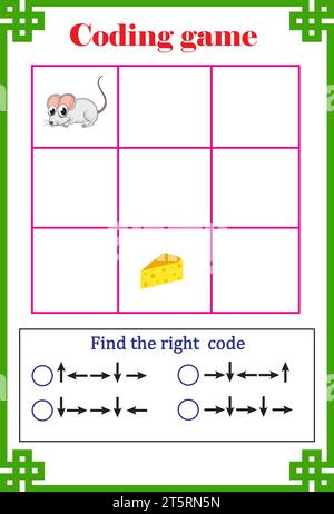 Jeu de codage pour l'éducation des enfants, trouver la bonne façon .Vector illustration Illustration de Vecteur