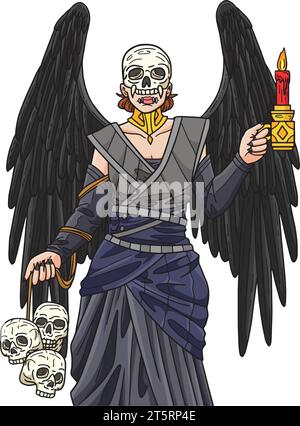 Halloween Angel of Death Cartoon Coloried Clipart Illustration de Vecteur