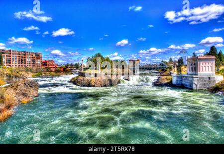 Spokane Falls, Spokane, Washington Banque D'Images