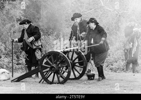 Reconstitution historique du siège de Basing House, de la guerre civile anglaise par la Société anglaise de guerre civile 16.09.23 Banque D'Images