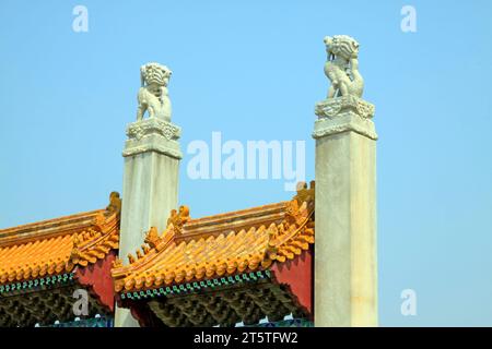 dieu bête rugit vers le ciel dans les tombes royales orientales de la dynastie Qing, gros plan de la photo Banque D'Images