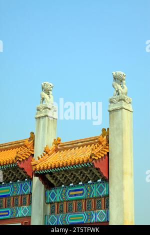 dieu bête rugit vers le ciel dans les tombes royales orientales de la dynastie Qing, gros plan de la photo Banque D'Images