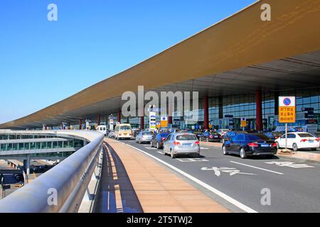 Aéroport international de Beijing Capital T3 terminal Road, Chine Banque D'Images