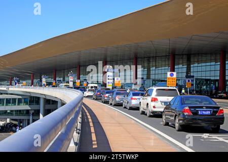 Aéroport international de Beijing Capital T3 terminal Road, Chine Banque D'Images