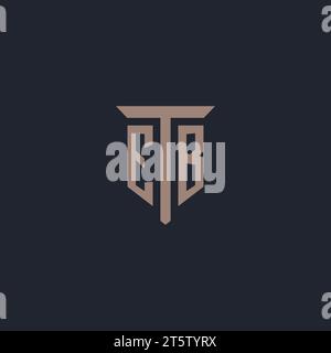 Monogramme initial de logo EB avec vecteur de conception d'icône de pilier Illustration de Vecteur