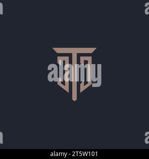 Monogramme initial de logo JJ avec vecteur de conception d'icône de pilier Illustration de Vecteur
