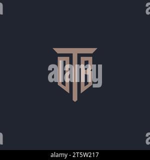 Monogramme initial de logo OB avec vecteur de conception d'icône de pilier Illustration de Vecteur