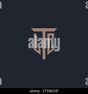 Monogramme initial de logo LC avec vecteur de conception d'icône de pilier Illustration de Vecteur