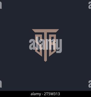 Monogramme de logo initial SB avec vecteur de conception d'icône de pilier Illustration de Vecteur