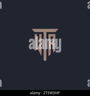 Monogramme initial de logo WR avec vecteur de conception d'icône de pilier Illustration de Vecteur
