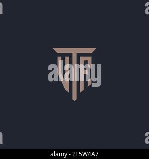 Monogramme initial de logo VF avec vecteur de conception d'icône de pilier Illustration de Vecteur