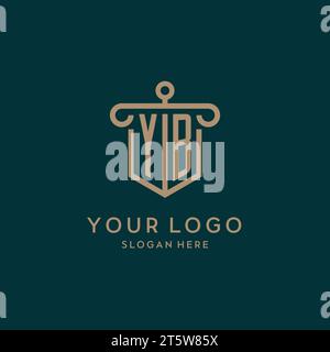 Conception initiale du logo YB monogramme avec bouclier et conception de forme de pilier Illustration de Vecteur