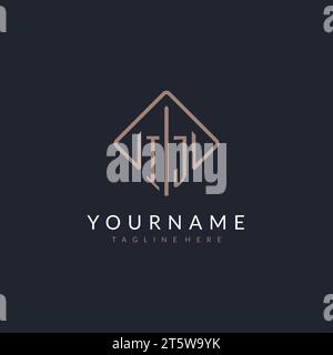 Logo initial IJ avec des idées de conception de style rectangle incurvé Illustration de Vecteur