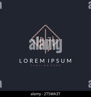 Logo initial PZ avec idées de conception de style rectangle incurvé Illustration de Vecteur