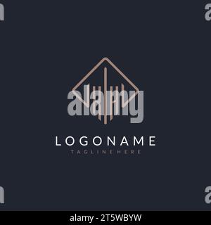 Logo initial XH avec idées de conception de style rectangle incurvé Illustration de Vecteur