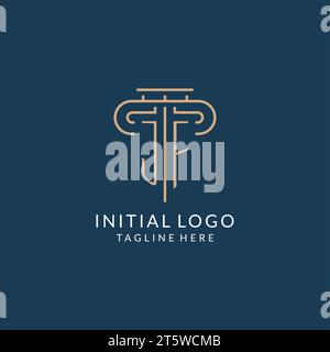 Lettre initiale logo de pilier JF, logo de cabinet d'avocats conception graphique vecteur d'inspiration Illustration de Vecteur